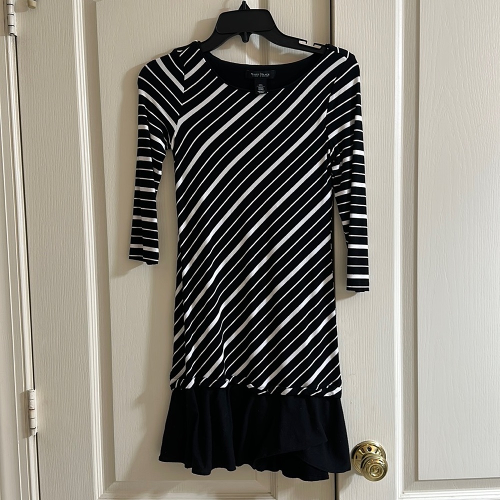 Black and White Striped dress- washable